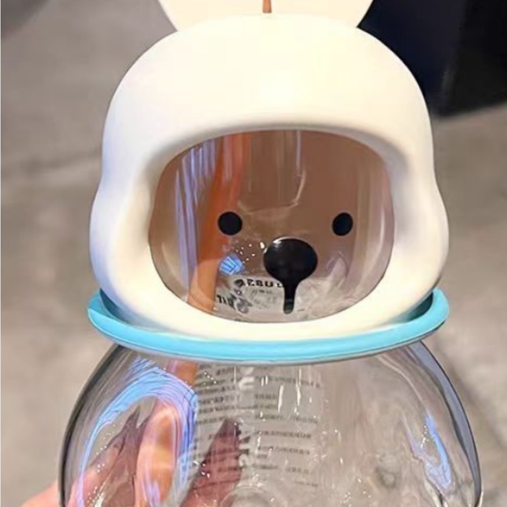 Starbucks Bear-Shaped Glass Tumblr  with White and Blue Accents